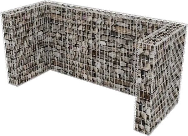 VidaXL Gabionová zástěna pro 3 popelnice ocelová 250 x 100 x 120 cm [142560]