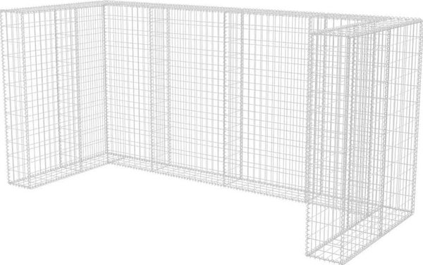 VidaXL Gabionová zástěna pro 3 popelnice ocelová 250 x 100 x 120 cm [142560]
