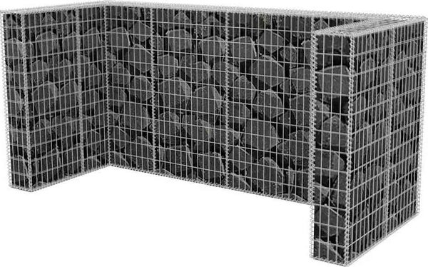 VidaXL Gabionová zástěna pro 3 popelnice ocelová 250 x 100 x 120 cm [142560]