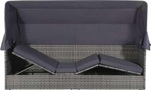 VidaXL Zahradní postel s baldachýnem 200 x 120 cm polyratan [46092] Barva: Černobílý