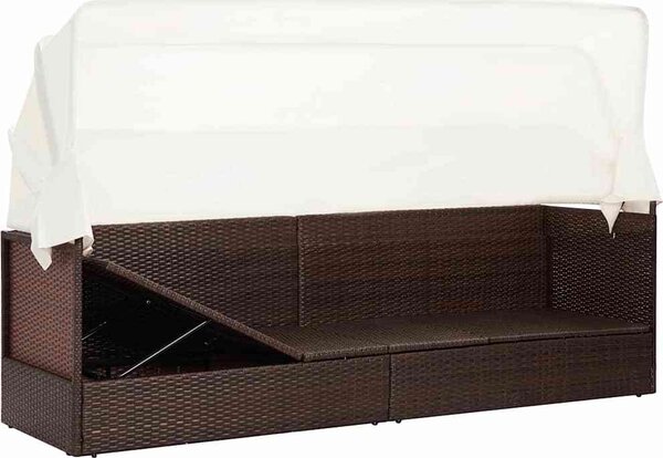 VidaXL Zahradní postel s baldachýnem 200 x 120 cm polyratan [46092] Barva: Černobílý