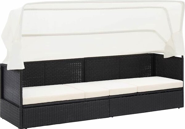 VidaXL Zahradní postel s baldachýnem 200 x 120 cm polyratan [46092] Barva: Černobílý