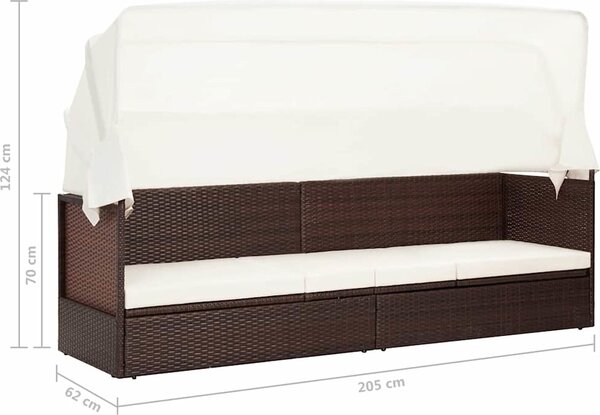 VidaXL Zahradní postel s baldachýnem 200 x 120 cm polyratan [46092] Barva: Černobílý