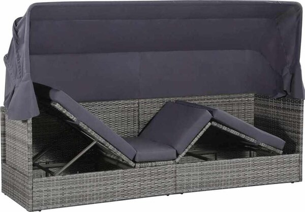 VidaXL Zahradní postel s baldachýnem 200 x 120 cm polyratan [46092] Barva: Černobílý