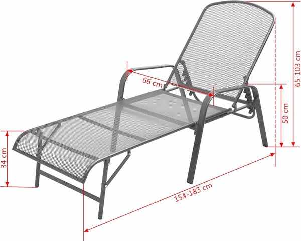 VidaXL Zahradní lehátka 2 ks se stolkem ocelová antracitová [42727]