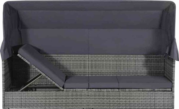VidaXL Zahradní postel s baldachýnem 200 x 120 cm polyratan [46092] Barva: Černobílý