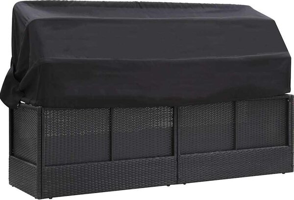 VidaXL Zahradní postel s baldachýnem 200 x 120 cm polyratan [46092] Barva: Černobílý