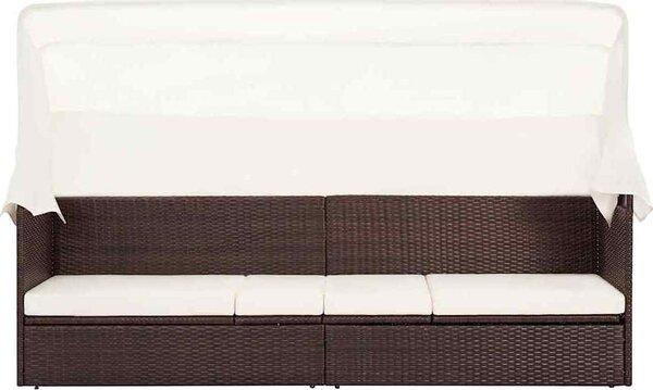 VidaXL Zahradní postel s baldachýnem 200 x 120 cm polyratan [46092] Barva: Černobílý
