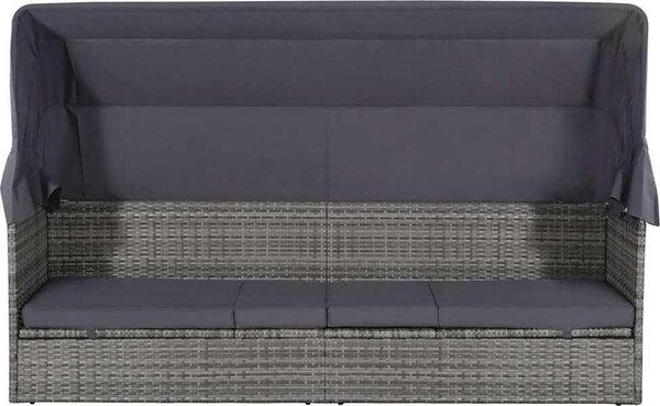 VidaXL Zahradní postel s baldachýnem 200 x 120 cm polyratan [46092] Barva: Černobílý
