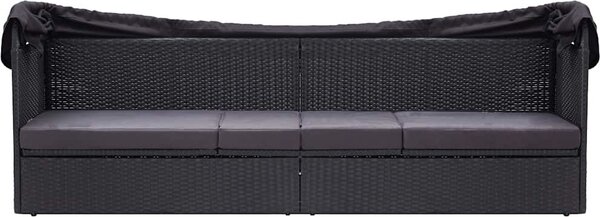 VidaXL Zahradní postel s baldachýnem 200 x 120 cm polyratan [46092] Barva: Černobílý