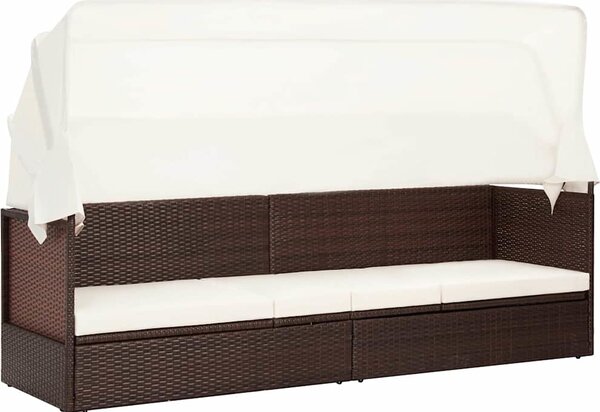 VidaXL Zahradní postel s baldachýnem 200 x 120 cm polyratan [46092] Barva: Černobílý