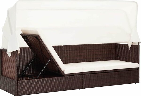 VidaXL Zahradní postel s baldachýnem 200 x 120 cm polyratan [46092] Barva: Černobílý