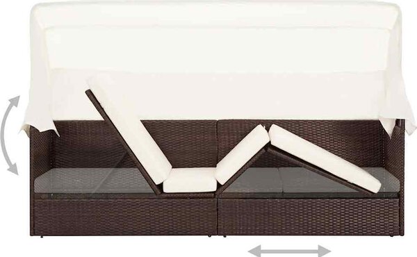 VidaXL Zahradní postel s baldachýnem 200 x 120 cm polyratan [46092] Barva: Černobílý