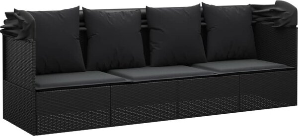 VidaXL Zahradní pohovka se střechou a polštáři polyratan [319569] Barva: Černá