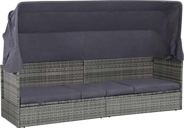 VidaXL Zahradní postel s baldachýnem 200 x 120 cm polyratan [46092] Barva: Černobílý