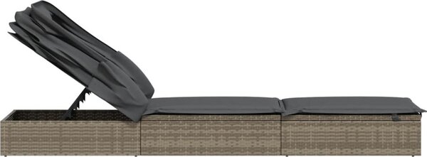 VidaXL Lehátko se skládací střechou 213 x 63 x 97 cm polyratan [319639] Barva: Šedá
