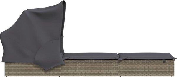 VidaXL Lehátko se skládací střechou 213 x 63 x 97 cm polyratan [319639] Barva: Šedá