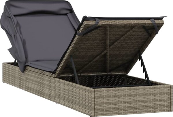 VidaXL Lehátko se skládací střechou 213 x 63 x 97 cm polyratan [319639] Barva: Šedá