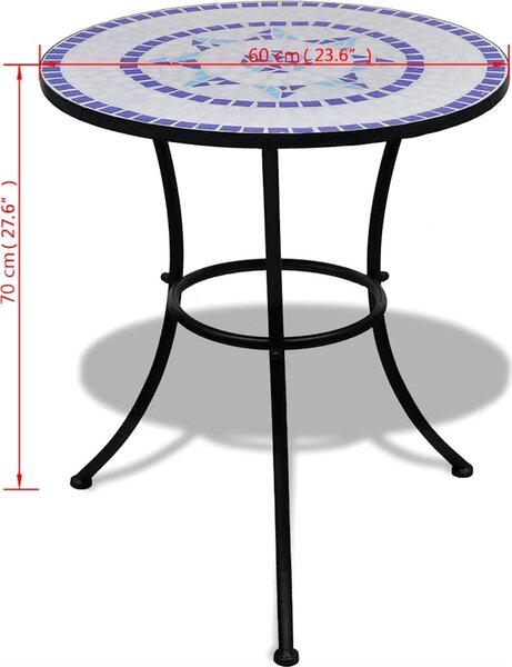 VidaXL Bistro stolek a bílý 60 cm mozaika [41528] Barva: Modrá