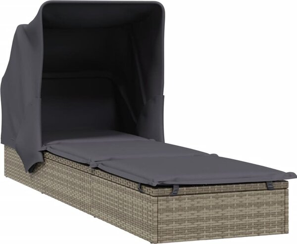VidaXL Lehátko se skládací střechou 213 x 63 x 97 cm polyratan [319639] Barva: Šedá