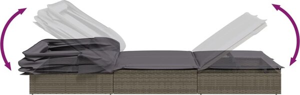 VidaXL Lehátko se skládací střechou 213 x 63 x 97 cm polyratan [319639] Barva: Šedá
