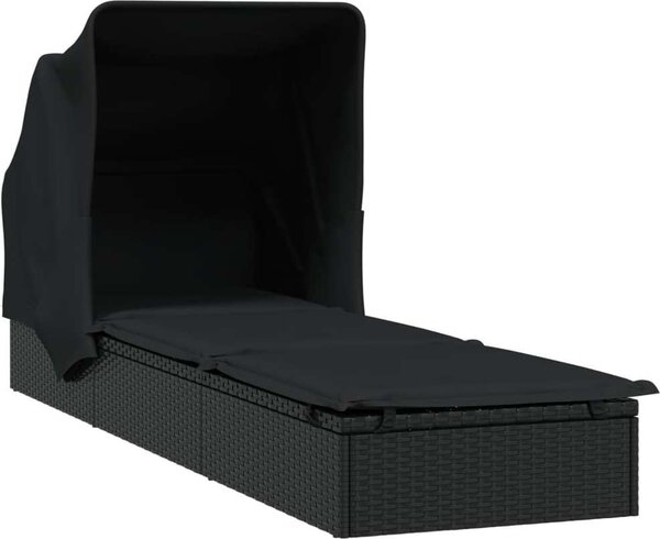 VidaXL Lehátko se skládací střechou 213 x 63 x 97 cm polyratan [319639] Barva: Šedá