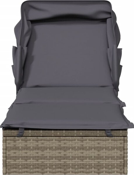 VidaXL Lehátko se skládací střechou 213 x 63 x 97 cm polyratan [319639] Barva: Šedá