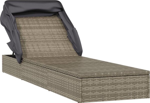 VidaXL Lehátko se skládací střechou 213 x 63 x 97 cm polyratan [319639] Barva: Šedá