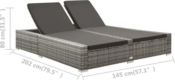 VidaXL Dvojité zahradní lehátko polyratan [44751] Barva: Černá