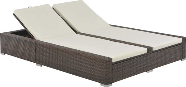 VidaXL Dvojité zahradní lehátko polyratan [44751] Barva: Černá