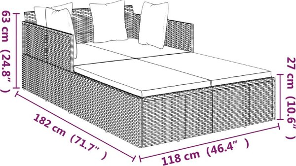 VidaXL Lehátko s poduškami 182 x 118 x 63 cm polyratan [362267] Barva: Černá