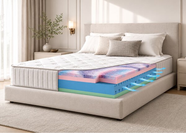 Ortopedická pěnová matrace 90x200 SAPHIRE | Středně Tvrdá | Výška 29 cm | Premium Lux |
