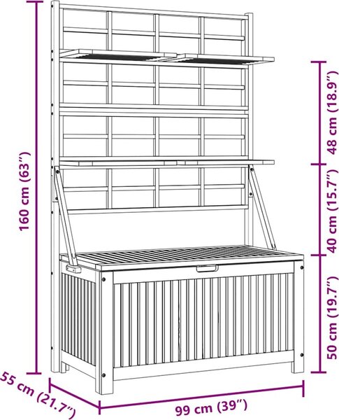 VidaXL Úložný box s treláží 99x55x160 cm masivní akáciové dřevo [311882] Barva: Šedá