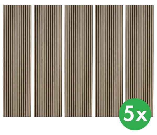 Dřevěný akustický panel, 2400 x 600 mm, B2BP007, balení 5 ks, ořech