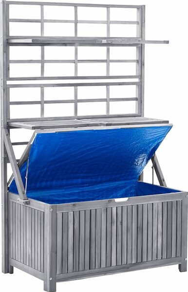 VidaXL Úložný box s treláží 99x55x160 cm masivní akáciové dřevo [311882] Barva: Šedá