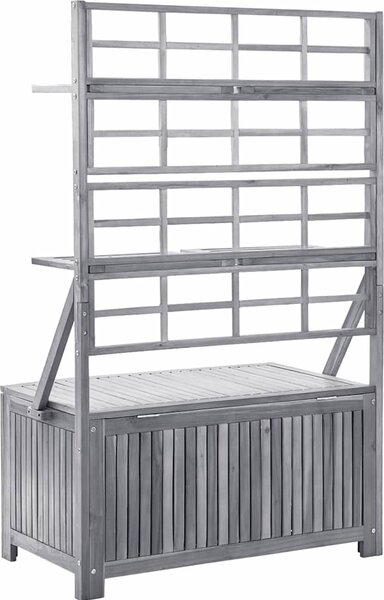 VidaXL Úložný box s treláží 99x55x160 cm masivní akáciové dřevo [311882] Barva: Šedá
