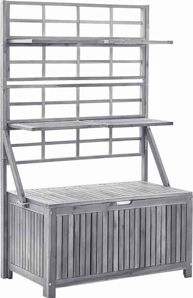 VidaXL Úložný box s treláží 99x55x160 cm masivní akáciové dřevo [311882] Barva: Šedá