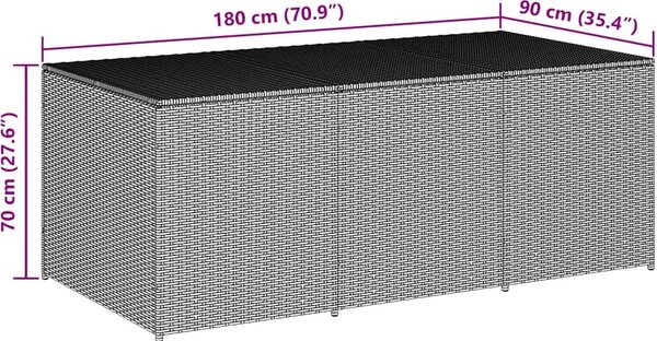 VidaXL Zahradní úložný box polyratan 180 x 90 x 70 cm [46478] Barva: Hnědá