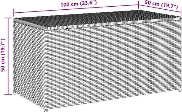 VidaXL Zahradní úložný box z polyratanu 100 x 50 x 50 cm [46471] Barva: Šedá