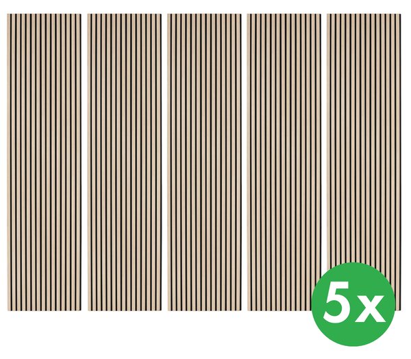 Dřevěný akustický panel, 2400 x 600 mm, B2BP008, balení 5 ks, dub sonoma