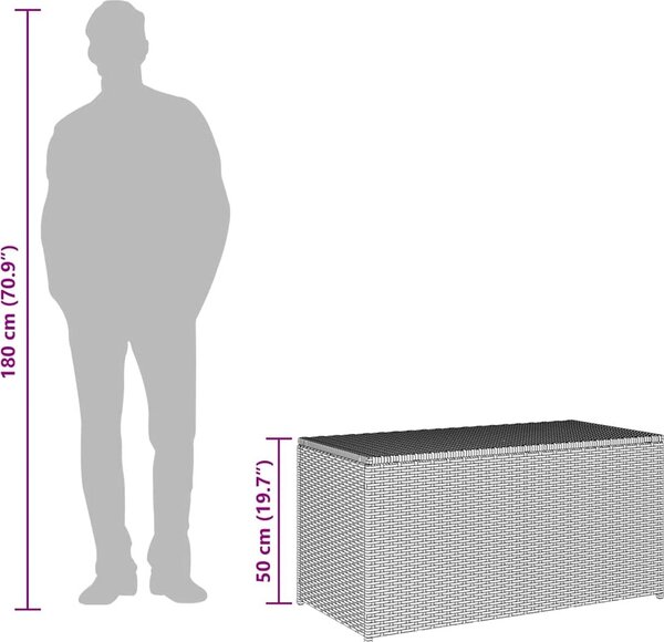 VidaXL Zahradní úložný box z polyratanu 100 x 50 x 50 cm [46471] Barva: Šedá