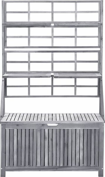 VidaXL Úložný box s treláží 99x55x160 cm masivní akáciové dřevo [311882] Barva: Šedá