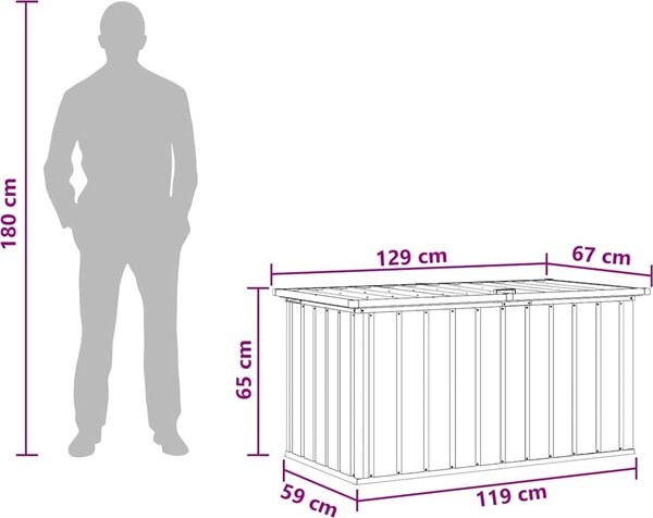 VidaXL Zahradní úložný box 129 x 67 x 65 cm [46263] Barva: Šedá