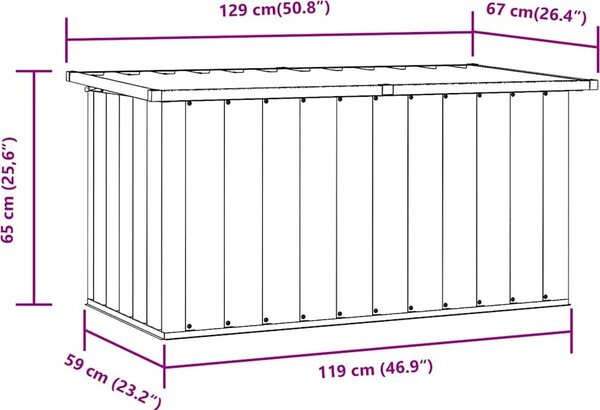 VidaXL Zahradní úložný box 129 x 67 x 65 cm [46263] Barva: Šedá