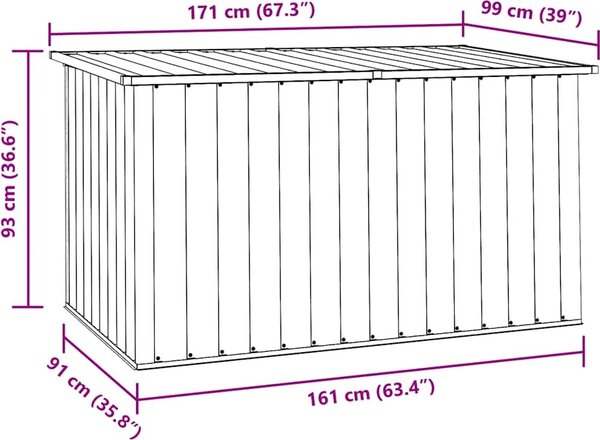 VidaXL Zahradní úložný box 171 x 99 x 93 cm [46272] Barva: Hnědá