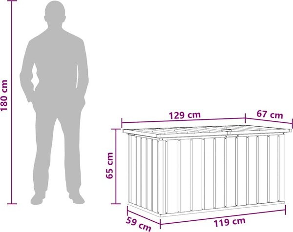 VidaXL Zahradní úložný box 129 x 67 x 65 cm [46263] Barva: Šedá