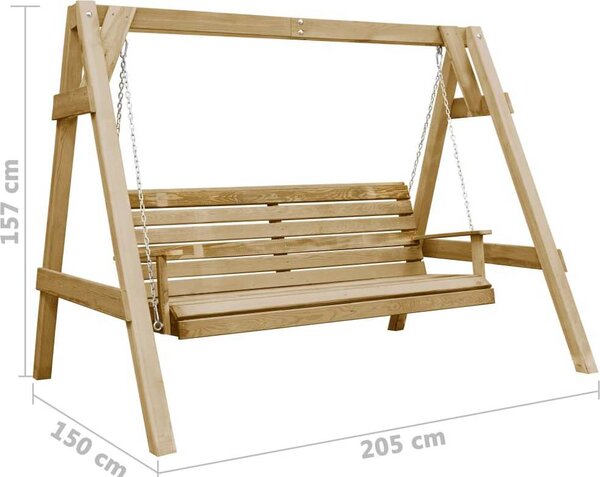 VidaXL Zahradní houpačka impregnované borové dřevo 205 x 150 x 157 cm [45305]