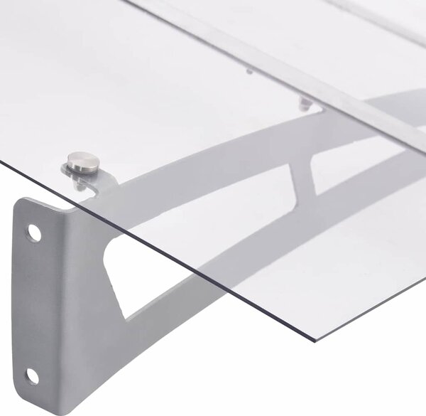 VidaXL Vchodová stříška stříbrná a průhledná 120 x 90 cm polykarbonát [144828]