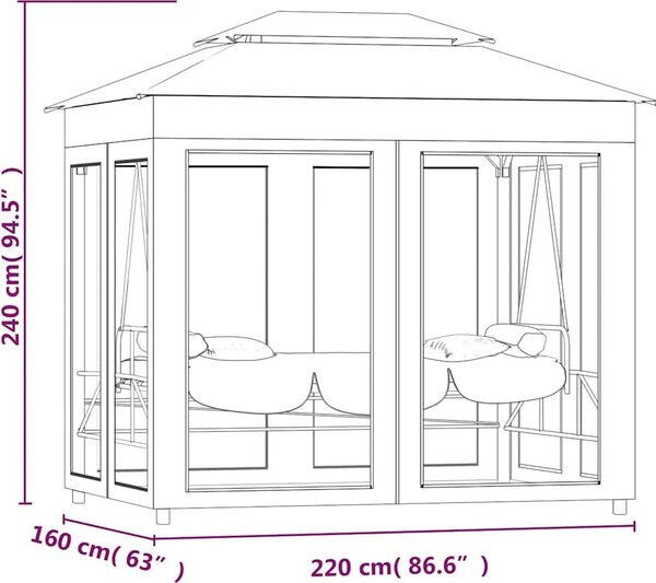 VidaXL Zahradní rozkládací houpačka s altánem [43239] Barva: Zelená