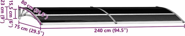 VidaXL Vchodová stříška 240 x 75 cm polykarbonát [144826] Barva: Černá